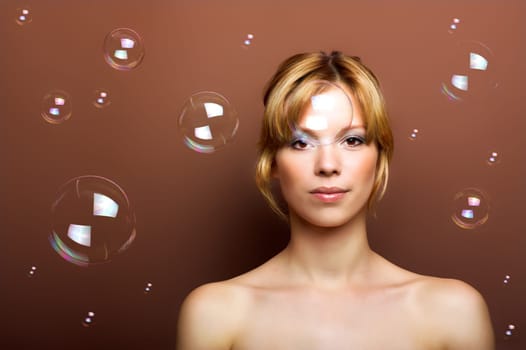 Woman with soap bubbles