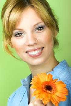 Woman with gerbera
