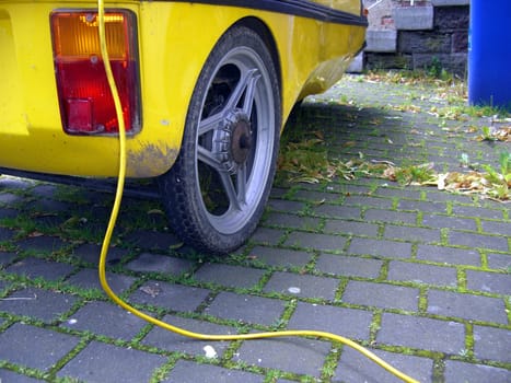 Electric car plugged in