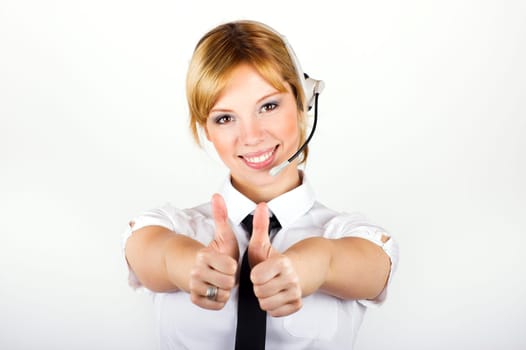 Woman with headset