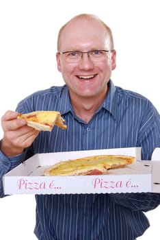 Eating pizza