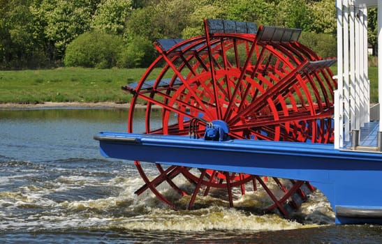 Paddle wheel of a replica Mississippi steamer