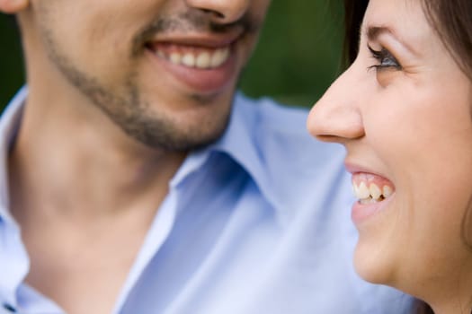 Closeup Of Man And Woman Smiling