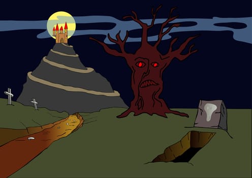 old haunted castle on the hill
