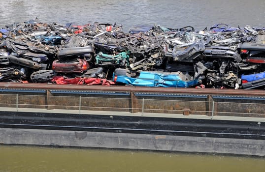 Scrap metal on a barge