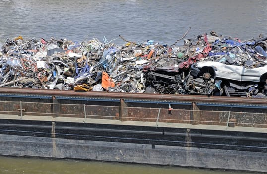 Scrap metal on a barge