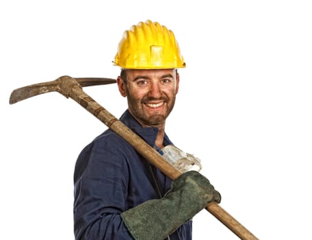 miner portrait isolated on white
