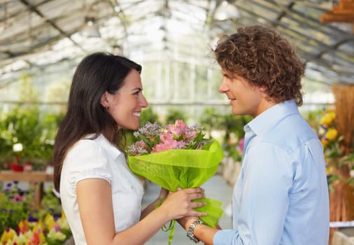 couple shopping in garden center