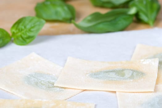 Basil and noodles