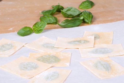 Noodles and basil