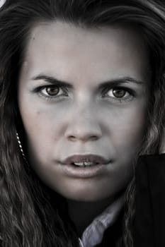 Monotone Closeup Of A Corporate Woman