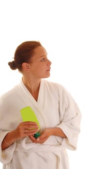 Woman with lotion.