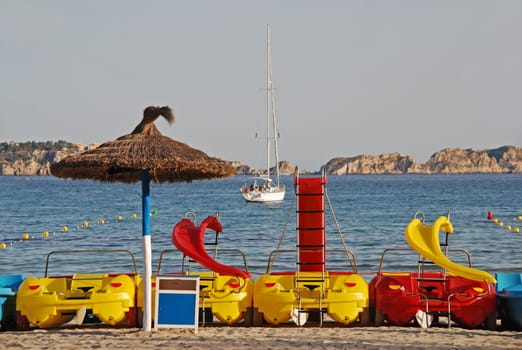 Pedal boats on the Mediterranean Sea