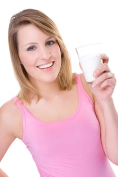Young woman with glass of milk