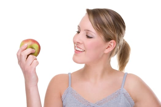 Young woman with apple