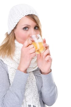 Young woman with a glass of tea