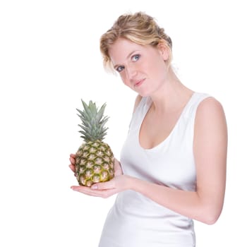 Young woman with pineapple