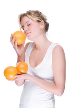Young woman with orange