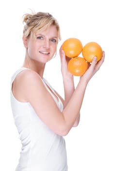 Young woman with orange