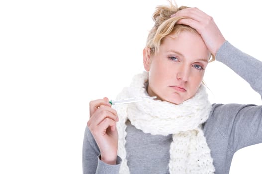 Woman with clinical thermometer