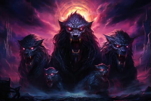 Venture into a mystical realm where fierce werewolves, under the enchanting light of the full moon, undergo their awe-inspiring transformation.