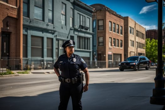 police officers at work in the city, daytime, on duty generative ai art