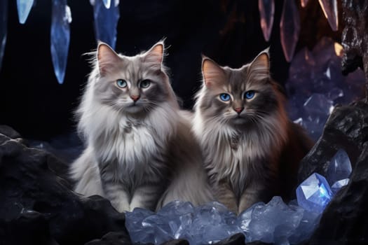 In the depths of fantasy, bewitching moonstone cats prowl. Their sleek forms, adorned with luminescent moonstone markings, captivate all who dare to meet their gaze.