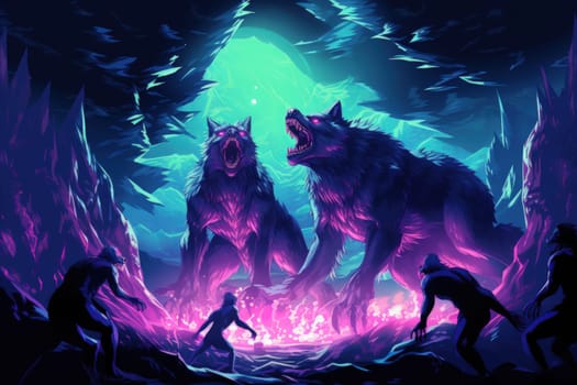 Venture into a mystical realm where fierce werewolves, under the enchanting light of the full moon, undergo their awe-inspiring transformation.