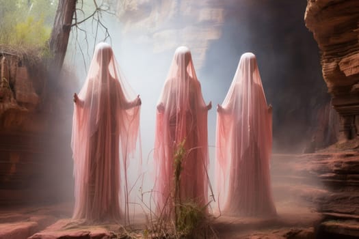 In the realm of fantasy, ethereal mist guardians watch over sacred sites, their presence veiled in a shroud of mist and mystery.