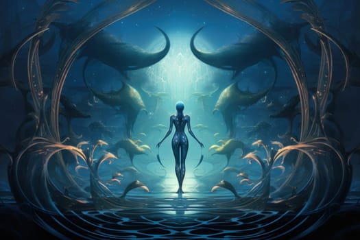 Imagine a mystical world where ethereal mermaids gracefully swim with flowing sapphire tails, enchanting all who gaze upon their mesmerizing beauty.
