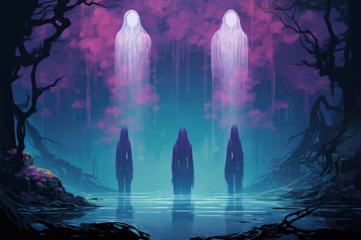 In the realm of fantasy, ethereal mist guardians watch over sacred sites, their presence veiled in a shroud of mist and mystery.