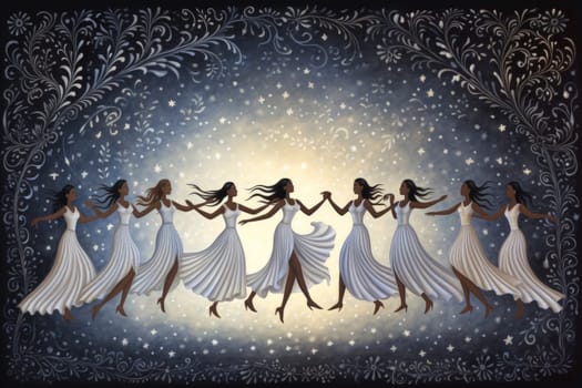 In the realm of fantasy, graceful moonlit dancers captivate with their ethereal movements, perfectly synchronized with the celestial rhythms.
