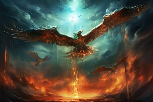 In the realm of fantasy, the skies are home to ferocious thunder hawks, majestic creatures that command the elements.