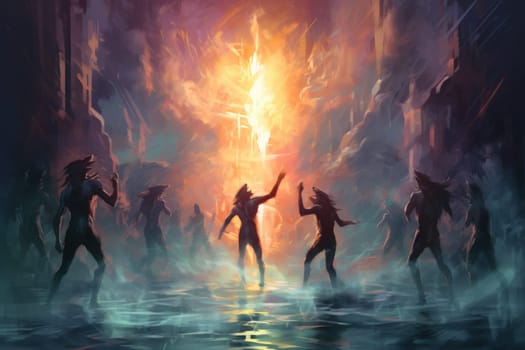 Venture into a mystical realm where fierce werewolves, under the enchanting light of the full moon, undergo their awe-inspiring transformation.