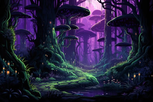 Journey through mystical forests filled with enchanted flora and sentient, conversing trees, where reality seamlessly intertwines with fantasy.