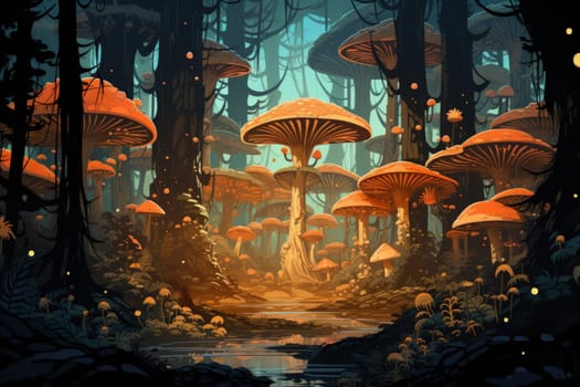 In the realm of fantasy, there exist mystical and enchanting places where giant talking mushrooms thrive in dense forest groves.