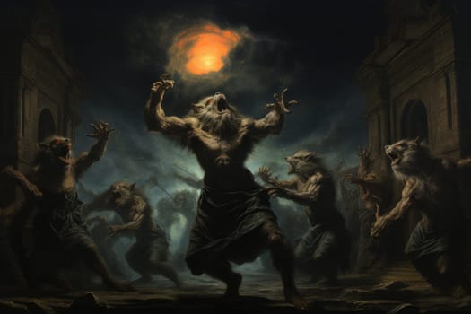 Venture into a mystical realm where fierce werewolves, under the enchanting light of the full moon, undergo their awe-inspiring transformation.