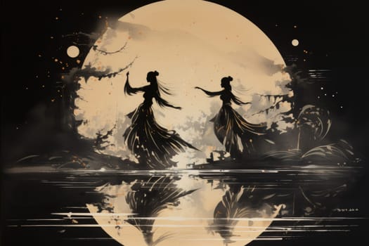 In the realm of fantasy, graceful moonlit dancers captivate with their ethereal movements, perfectly synchronized with the celestial rhythms.