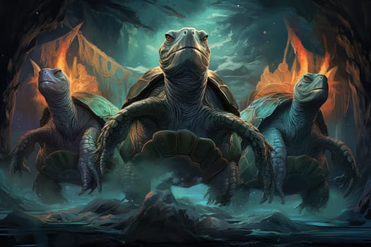 Embark on an extraordinary journey through the realm of fantasy and encounter the majestic ancient sea turtles.