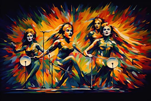 Within the realm of fantasy, elegant phoenix dancers grace the stage, their mesmerizing performances engulfed in flames.