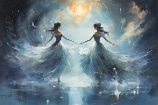 In the realm of fantasy, graceful moonlit dancers captivate with their ethereal movements, perfectly synchronized with the celestial rhythms.