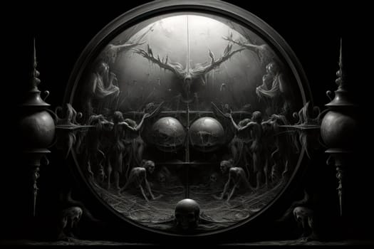 In the realm of fantasy, cursed mirror spirits are bound, their ethereal existence trapped within reflective surfaces.
