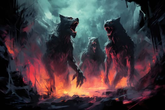 Venture into a mystical realm where fierce werewolves, under the enchanting light of the full moon, undergo their awe-inspiring transformation.