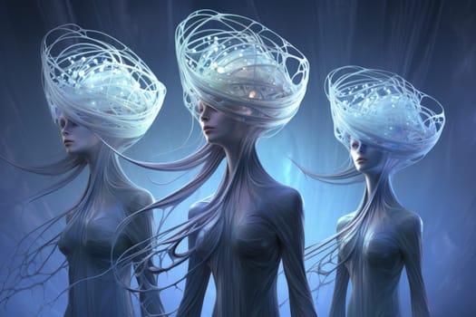Imagine a mystical world where ethereal mermaids gracefully swim with flowing sapphire tails, enchanting all who gaze upon their mesmerizing beauty.