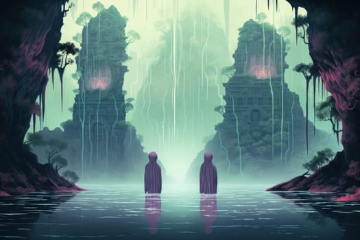 In the realm of fantasy, ethereal mist guardians watch over sacred sites, their presence veiled in a shroud of mist and mystery.