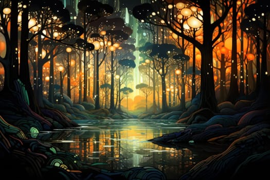 Journey through mystical forests filled with enchanted flora and sentient, conversing trees, where reality seamlessly intertwines with fantasy.