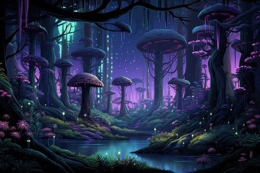 Journey through mystical forests filled with enchanted flora and sentient, conversing trees, where reality seamlessly intertwines with fantasy.
