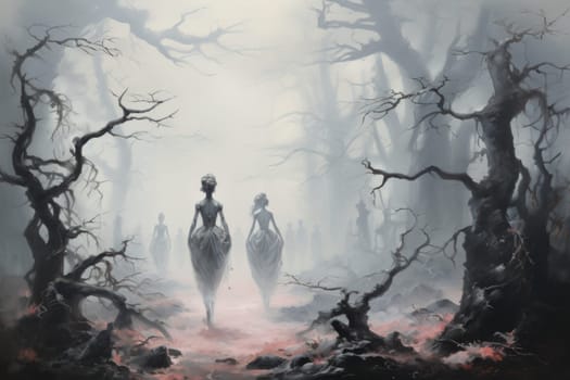 In the realm of fantasy, elusive mist walkers roam, their ethereal forms blending seamlessly with the swirling mists.