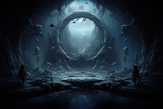 In the realm of fantasy, cursed mirror spirits are bound, their ethereal existence trapped within reflective surfaces.