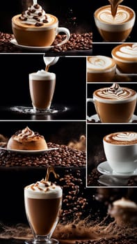 cappuccino latte macchiato splash high speed photograhic drink macro shot generative ai art